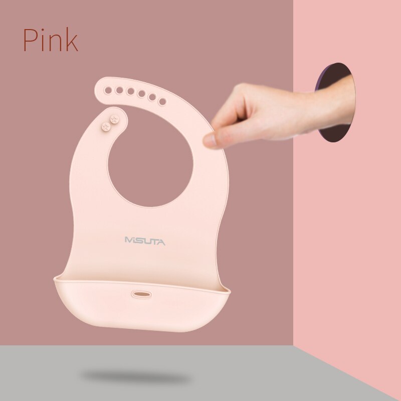 Wasserdicht Baby Silikon Lätzchen rülpsen Tücher Baby Pflege Einstellbar Weiche Fütterung Schürze Kleinkind Speichel Bandana: Rosa