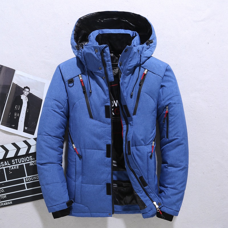 Piumino da uomo -parka invernale da 20 gradi Piumino da uomo in piumino d'anatra bianco con cappuccio Cappotto da neve imbottito caldo spesso esterno fuori misura M-4XL: L / Blu