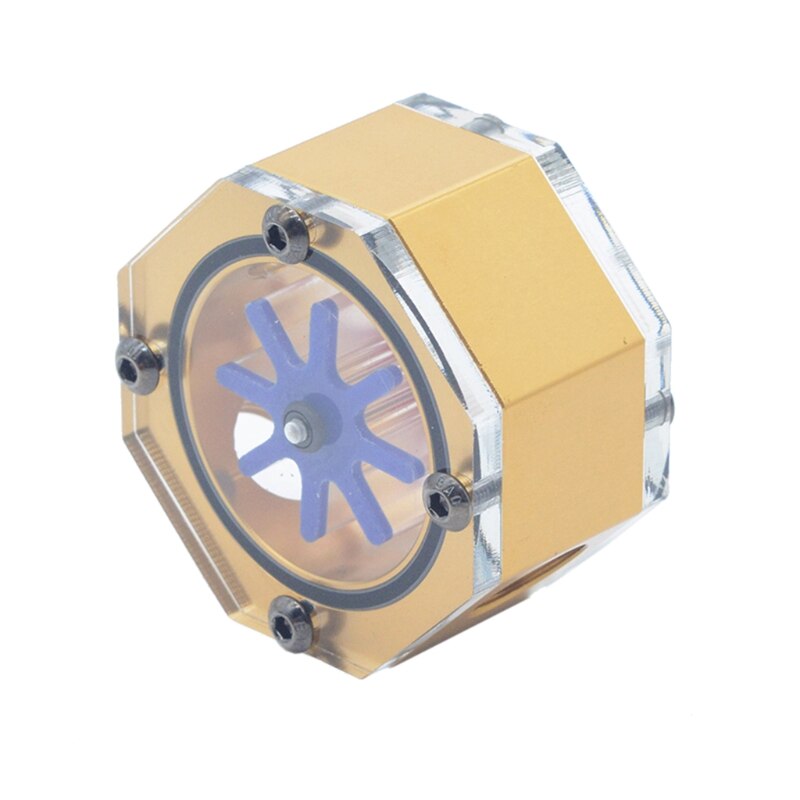 PC Acrylic Aluminum Octagonal Flow Meter Water Tank Liquid Water Cooling Cooler: Golden