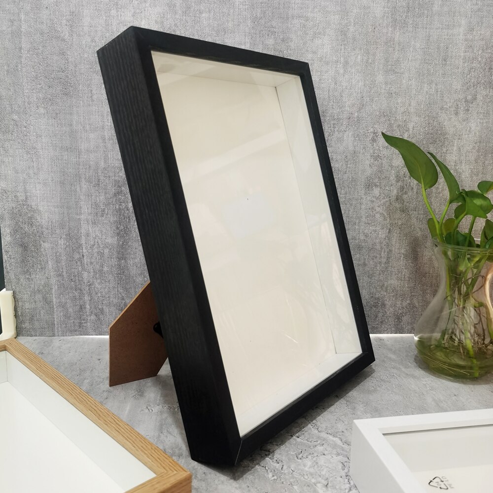 Marco de caja de sombra, marco de fotos de madera de 3cm de profundidad para mostrar trabajos tridimensionales, marco de fotos de madera 3D DIY, decoración de fotos: 5 pulgadas / Blanco