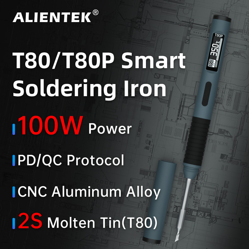 ALIENTEK T80 T80P Lötkolben Einstellbare Temperatur Werkzeug DC 20V 80-450 ℃ Präzisionsreparaturstation PD 100 W tragbares Wärmewerkzeug