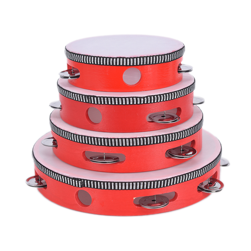 Pandereta de mano de 15/18/20CM, campana de tambor, cascabeles de Metal de abedul, instrumento educativo Musical de percusión para juegos de KTV para niños