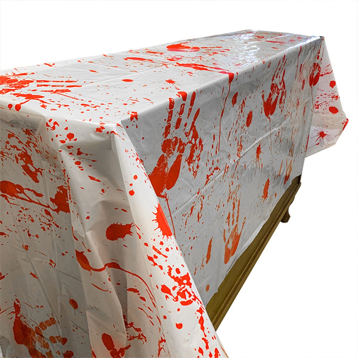 Halloween Bloody Tafelkleed, Bloederige Handafdrukken Ploetert Wegwerp Plastic Tafel Dekken, Grappige Thema Partij Decoratie