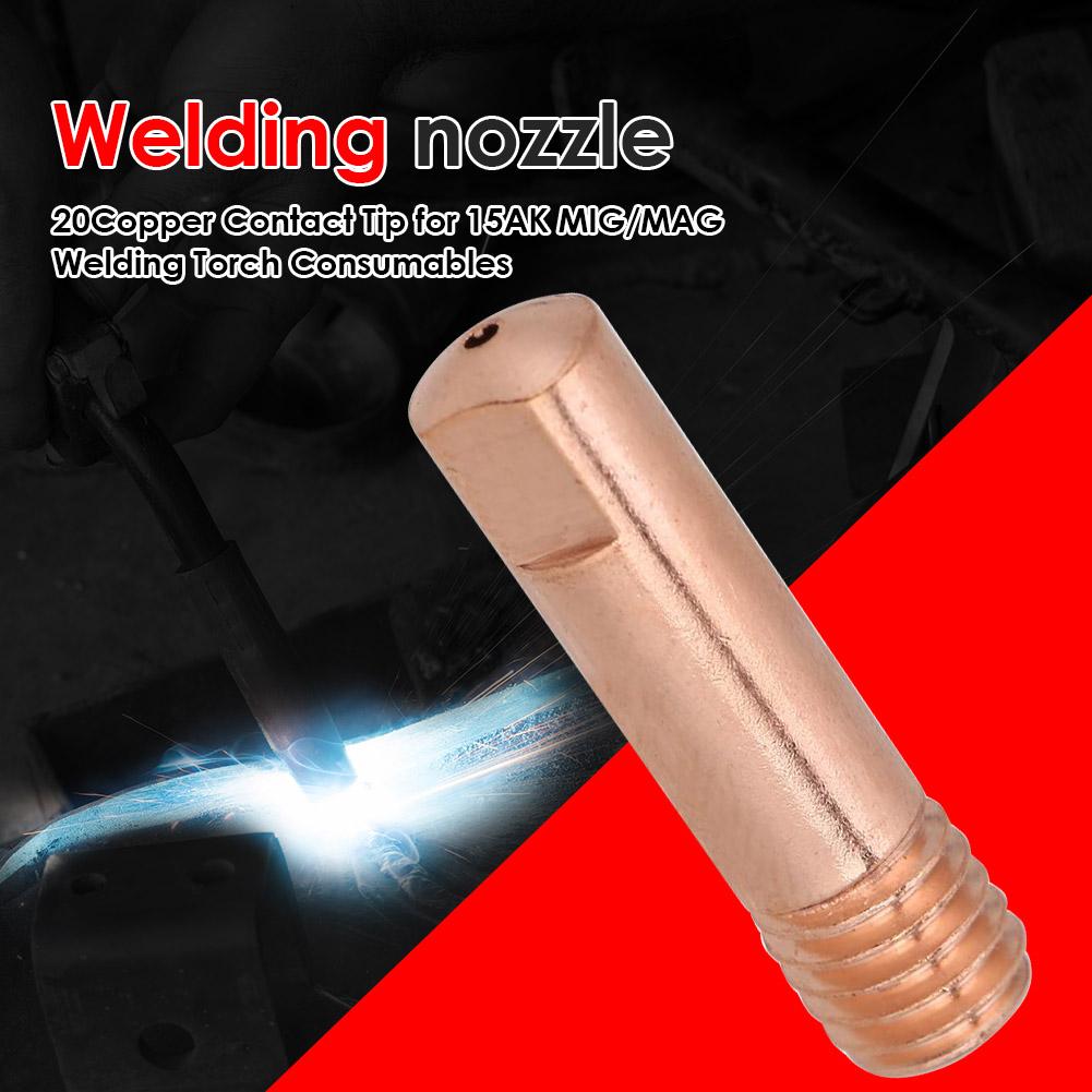 Buse de soudage MIG semi-automatique 0.8/1/1mm, 20 pièces/ensemble, pointes de Contact, diffuseur de gaz, support de connecteur, Contact de torche