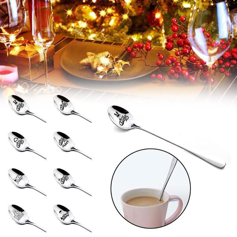 Year Metal Merry Christmas Spoons Xmas Party Tableware Ornaments Christmas Decorations for Home Table Navidad Noel