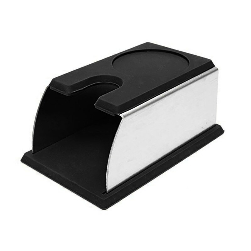 Espresso Koffie Temper Stand Rvs Aanstampen Stand Voor Koffie Machine En Koffie Sabotage Opslag Base Met Siliconen Mat: Black