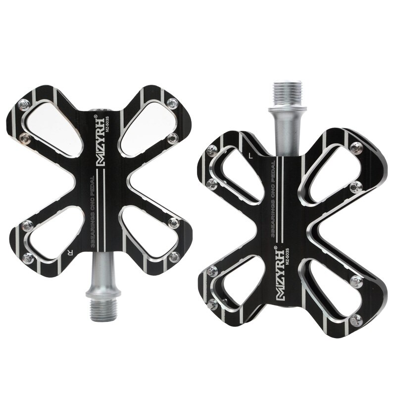 MZYRH 724 503S 505S Bicycle Pedal Ultralight Non-Slip MTB Pedals Aluminum Alloy Flat Applicable Waterproof Bicycle Parts: 503S-black