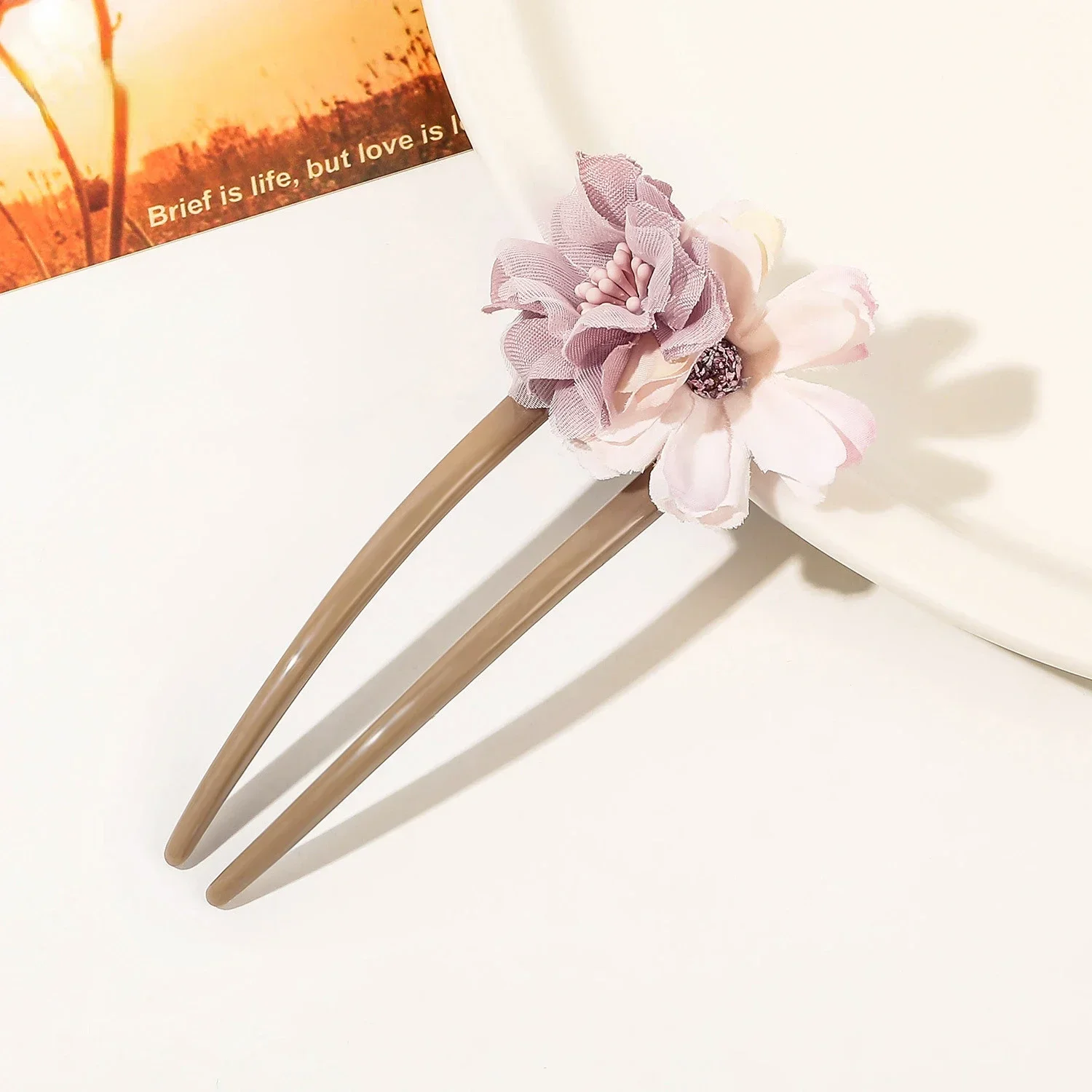 Horquilla de flor de Begonia en forma de U de 13cm, horquilla de pelo Simple a la para mujer, accesorios para el cabello de flores para Festival de estilo étnico,