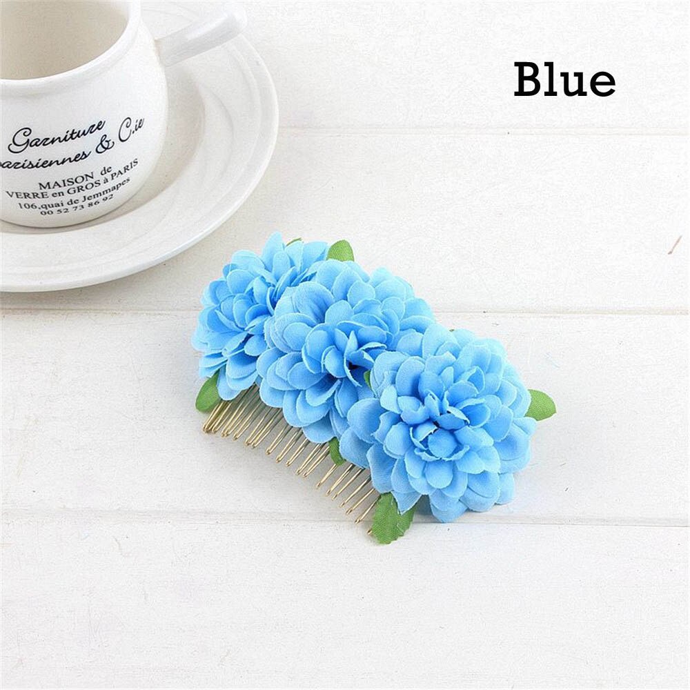 1 Pcs Rose Flower Hair Combs Wedding Crown Headwear Blooming Flower Headband for bride girls flower hair clip Wedding Jewelry: 3