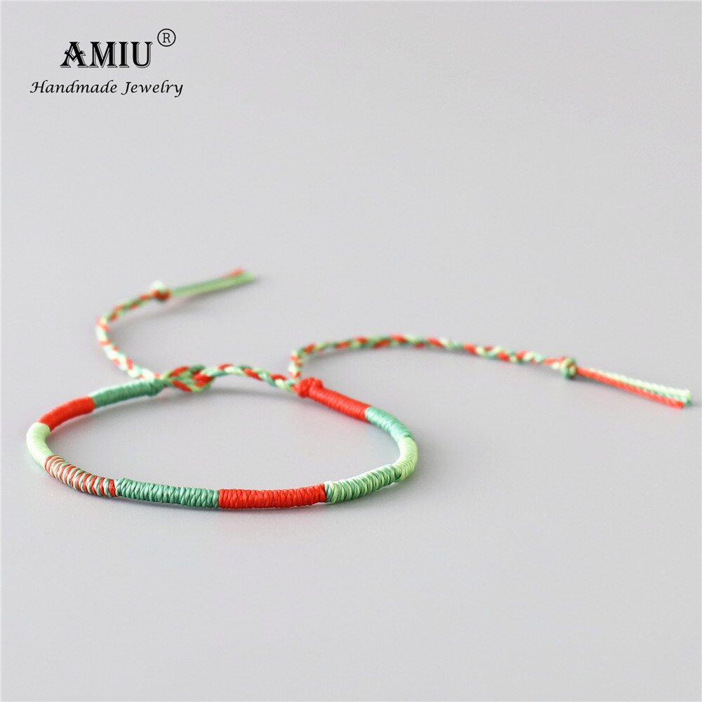 AMIU Handmade Waterproof Woven Wax Thread Wrap Bracelet Simple Rope Knot Bracelet Macrame Bracelet for Men and Women: 6