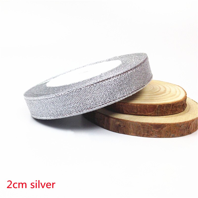 25 Yards 6-50Mm Zilver Goud Zijde Satijn Organza Lint Bruiloft Decoratie Cake Diy Kerst Handwerk Accessoires tapes: 20mm Silver