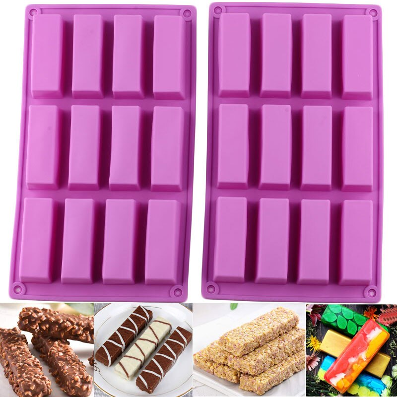 Moldes rectangulares de silicona para hacer dulces y jabón, herramientas de decoración de pasteles, Muffin de Chocolate, bandeja de hielo de gelatina, 2 tamaños: Verde militar