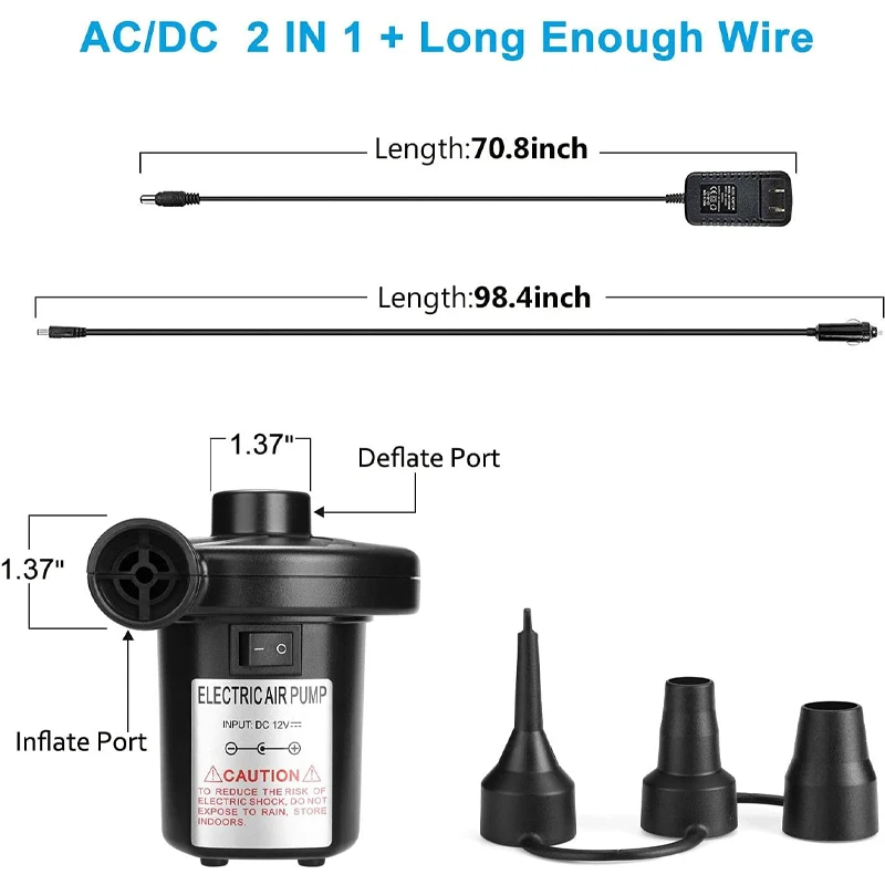 mini oppblåsbar pumpe elektrisk luftpute campingpumpe bærbar hurtigfyllende madrass svømmebasseng luftfyllingsblåser injektor