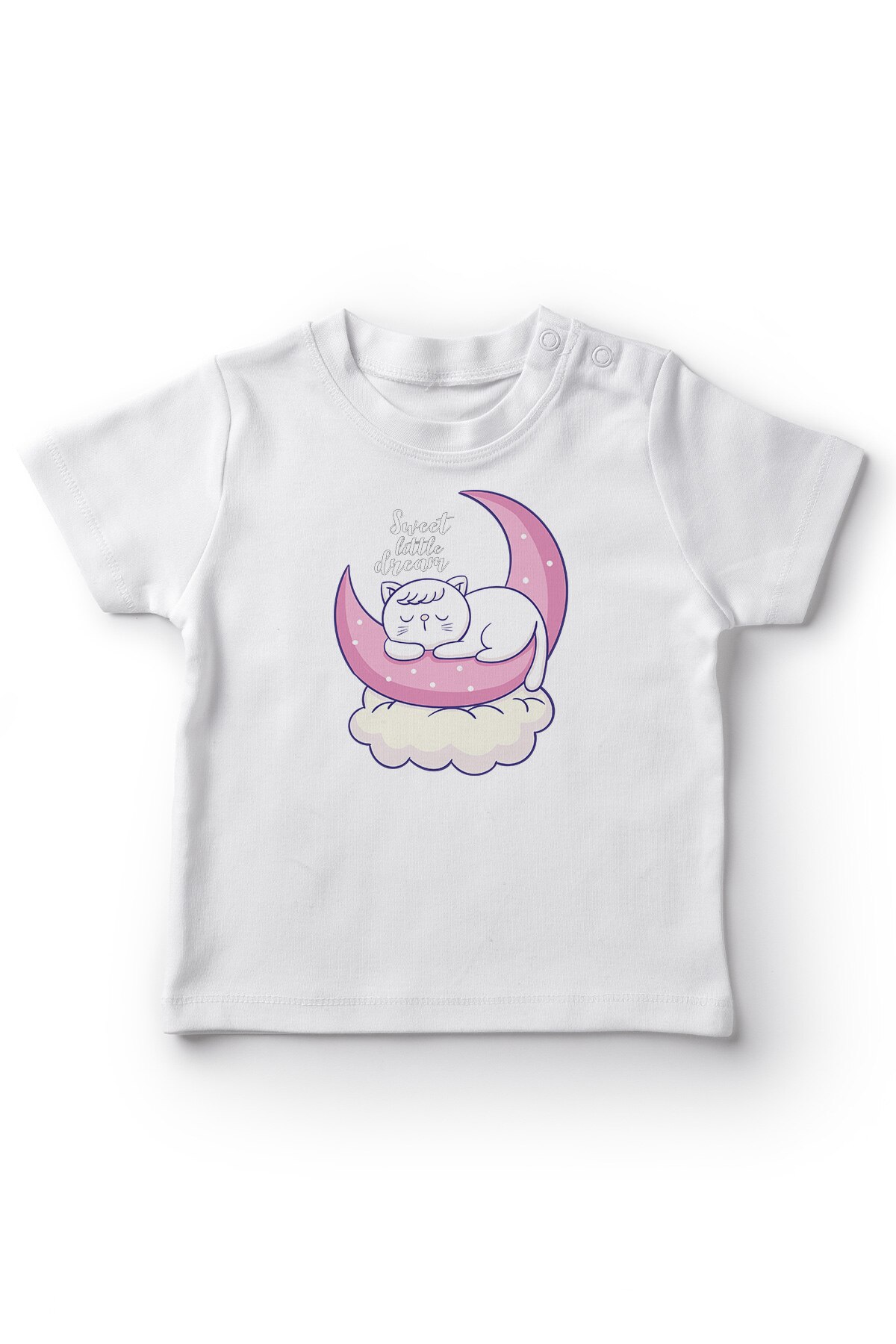 Angemiel baby sweet dreams bedrukt schattig kat baby meisjes t-shirt wit