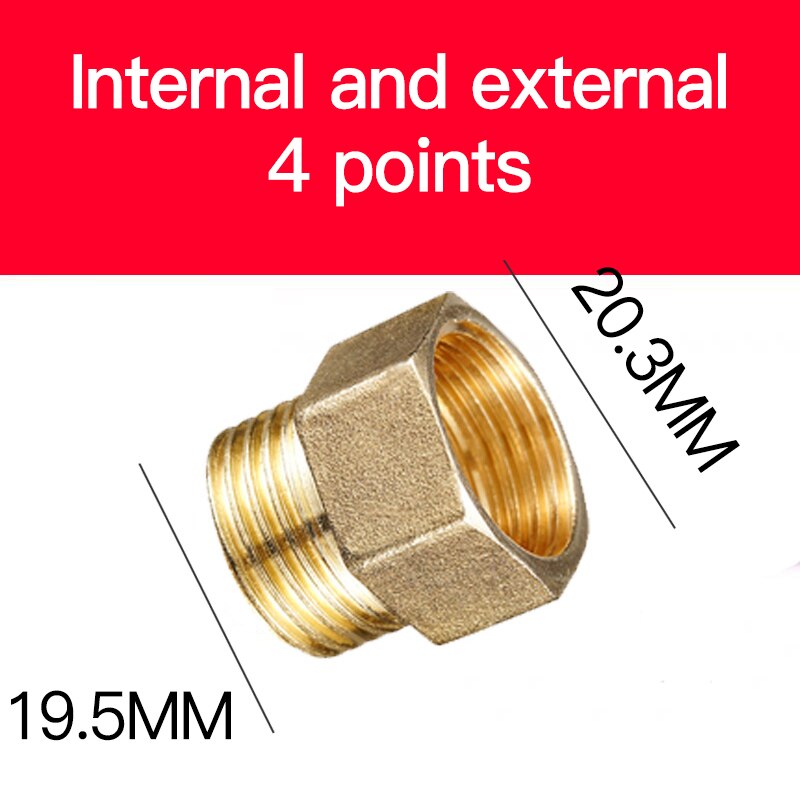 Adaptador de cobre de 1/8 ", 3/8", 1/2 ", 3/4", macho y hembra, Conector de conector de tuberías de latón reductor, adaptador de Gas y aire, presión de agua y combustible: 4P