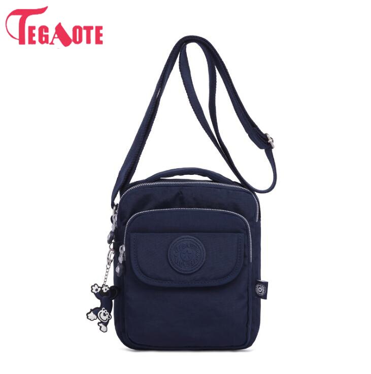 TEGAOTE Nylon Vrouwen Schoudertassen Solid Zipper Tassen Handtassen Vrouwen Messenger Bag Zomer Strand Crossbody Tassen Vrouwelijke Sac A Main: Blauw