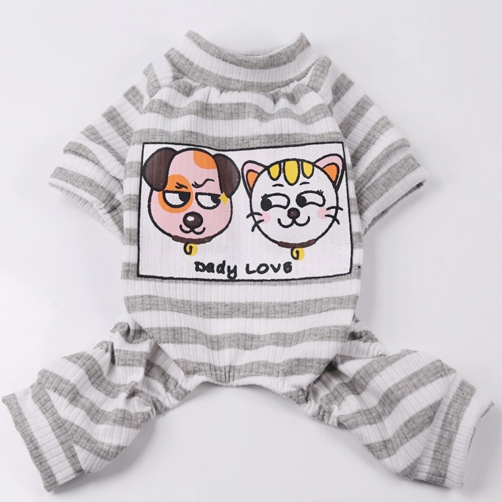 Hond Pyjama Pet Lente En Zomer Puppy Jumpsuit Home Service Huisdier Kleding Kat Kleding Pyjama Combinaiso: grey white / XL