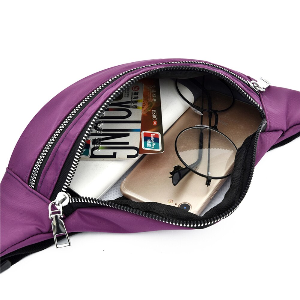 Damer multifunktionel sports talje taske stor kapacitet vandtæt lynlås fanny pack ensfarvet udendørs skulder messenger taske