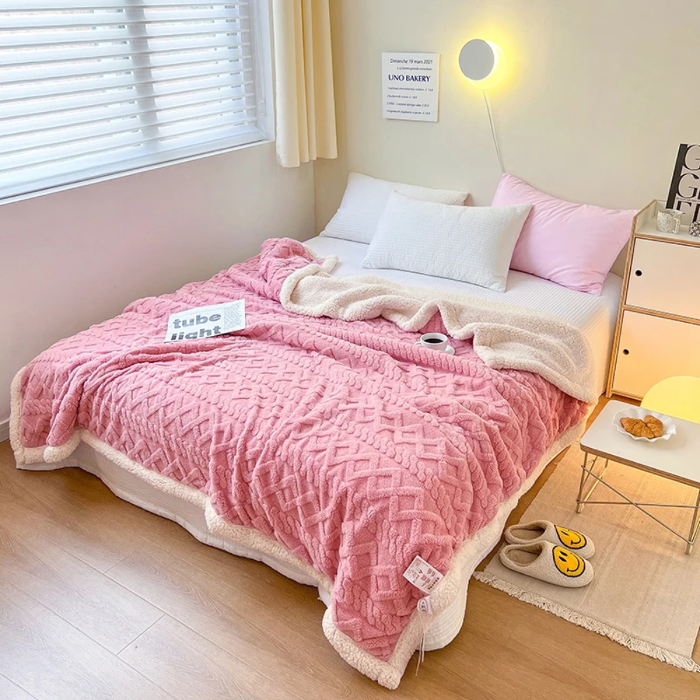 Superweiche Überwurfdecke, hochwertiges, seidiges Flanell-Vlies, 3D-kariert, leichte Bettdecke, ganzjährig einsetzbar, UABouverneur