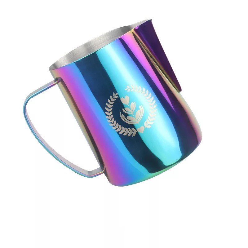 Espresso Steaming Pitcher 350/600ML Espresso Milk Frothing Pitcher Coffee Milk Frothing Cup Coffee Steaming Pitcher Espresso: Colorful with Logo / 350ml
