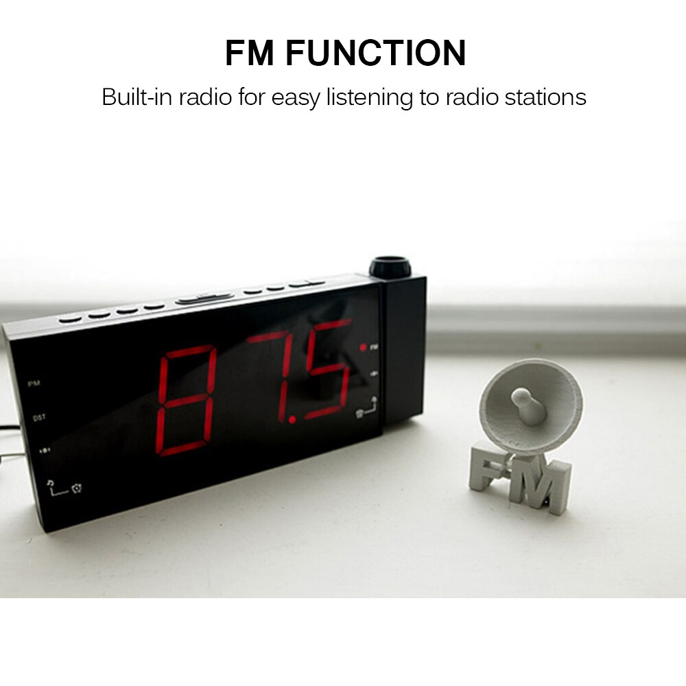 Digital Wecker Projektion Uhr Mit Zeit LCD Anzeige Und Temperatur Projektion Doppel Alarm FM2 Radio