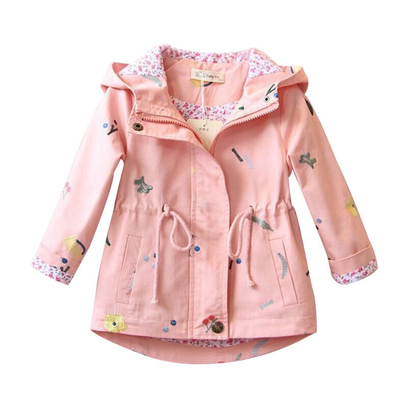 Baby Meisje Kleding En Najaar Windjack Jas Meisje Print Jas Bloem Windbreaker Hooded Jas Meisje Jas