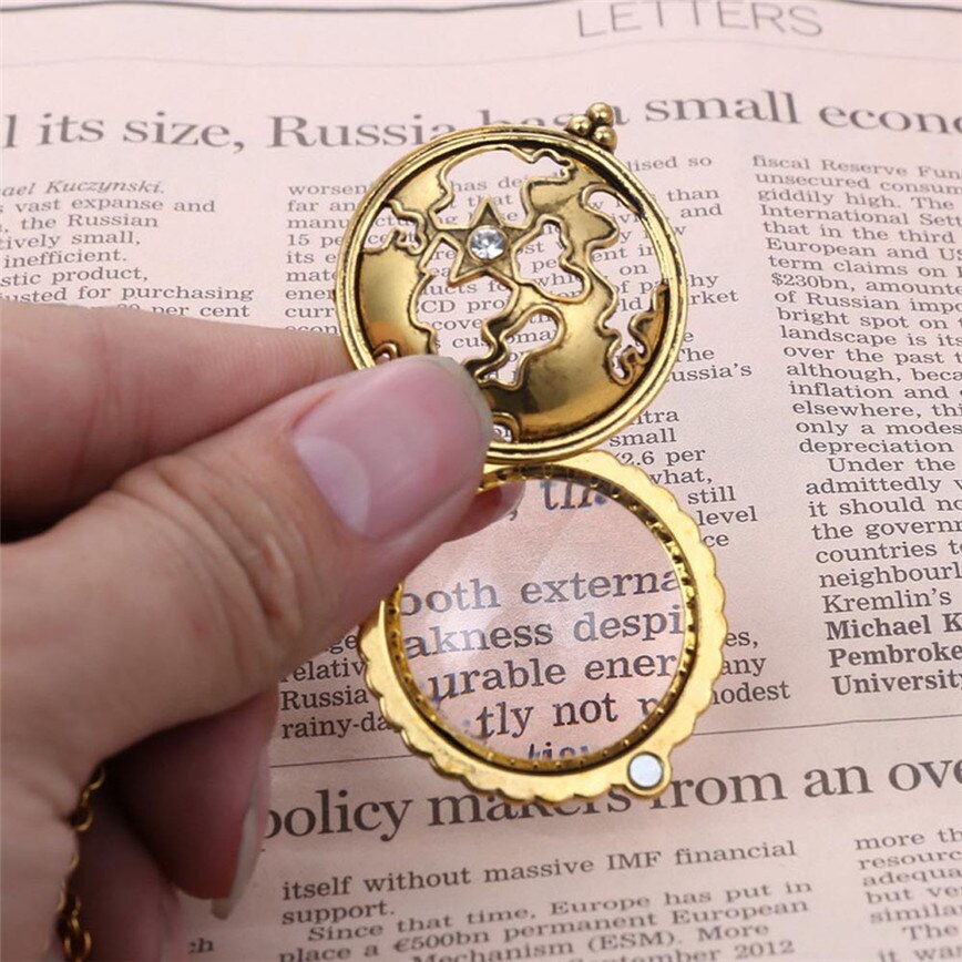 Exaggerated Magnifying Glass Map Pendant Necklace Personality Gold Luxury Magnifier Pendant Necklace Women Men Jewelry