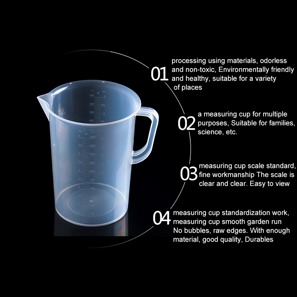 Taza medidora transparente de plástico 1000/2000/3000/5000ml capacidad líquido hidropónico fácil cómodo de medir