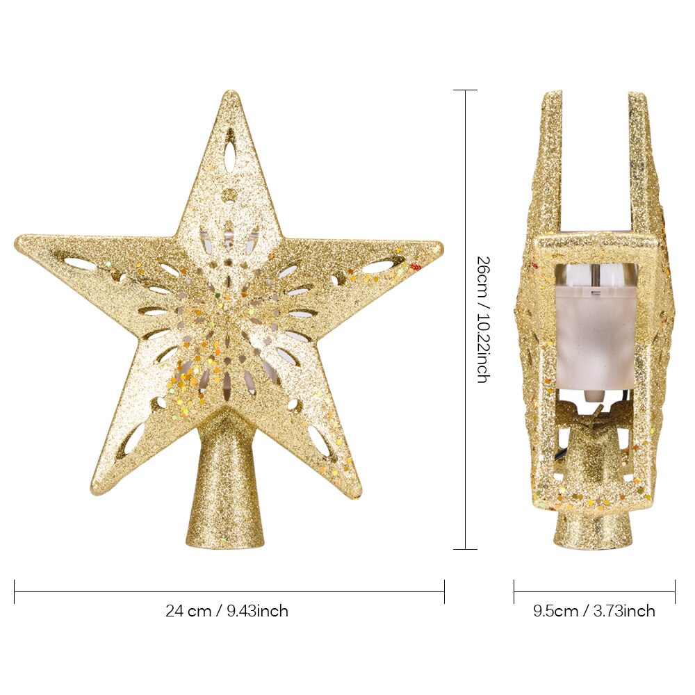 Decoraciones de estrella de hierro puntiagudo parte superior del árbol de Navidad arreglo Vertical de productos de lentejuelas de pentagrama de estrella