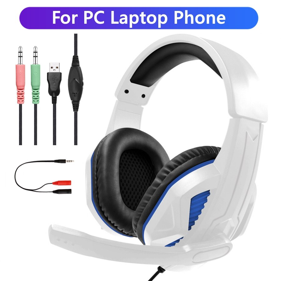 Datorspel headset pc gamer trådbundna hörlurar med mikrofon 3.5 jack usb cosque led bas cascos för telefon  ps4 laptop barn: Röd ingen lysdiod för  ps4