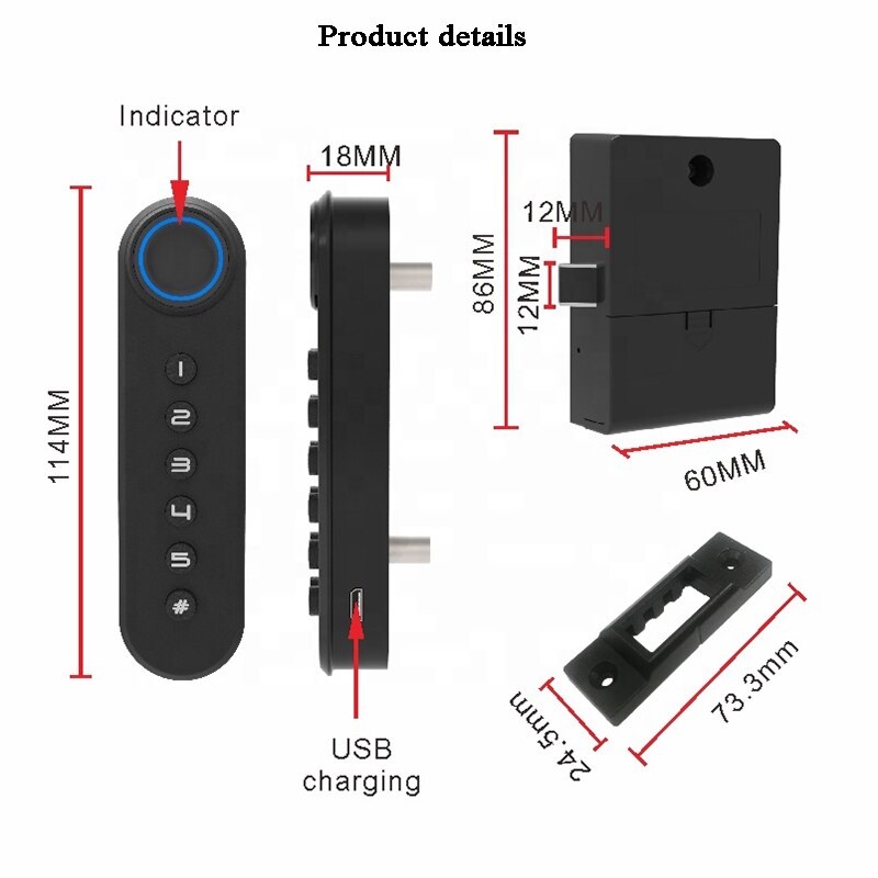 Biometric Fingerprint cabinet lock Password Zinc alloy 20 users Electric lock USB Drawer/showcase/Office File/Cupboard locker