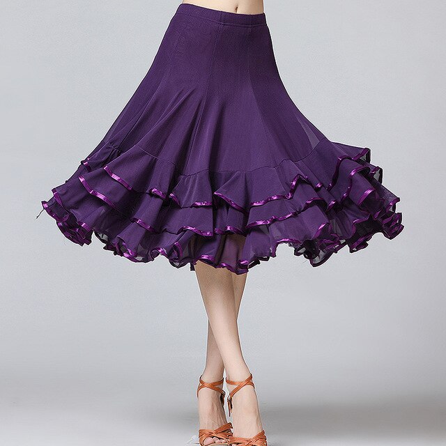 Lady Ballroom Dance Skirts Female Waltz Modern Dancing Skirts Tango Performance Costume National Standard Dance Skirts: purple