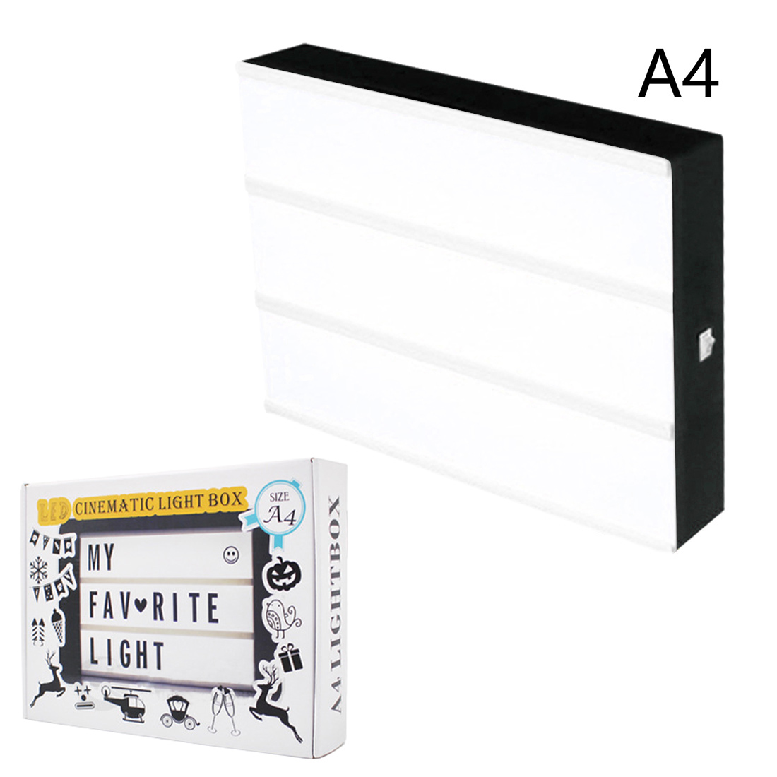 LED Light Box Letters DIY Lightbox Black Letters Cards Combination Night Light A4/A6 White Pink Black USB Powered Cinema Lamp:  A4 Black 90pcs