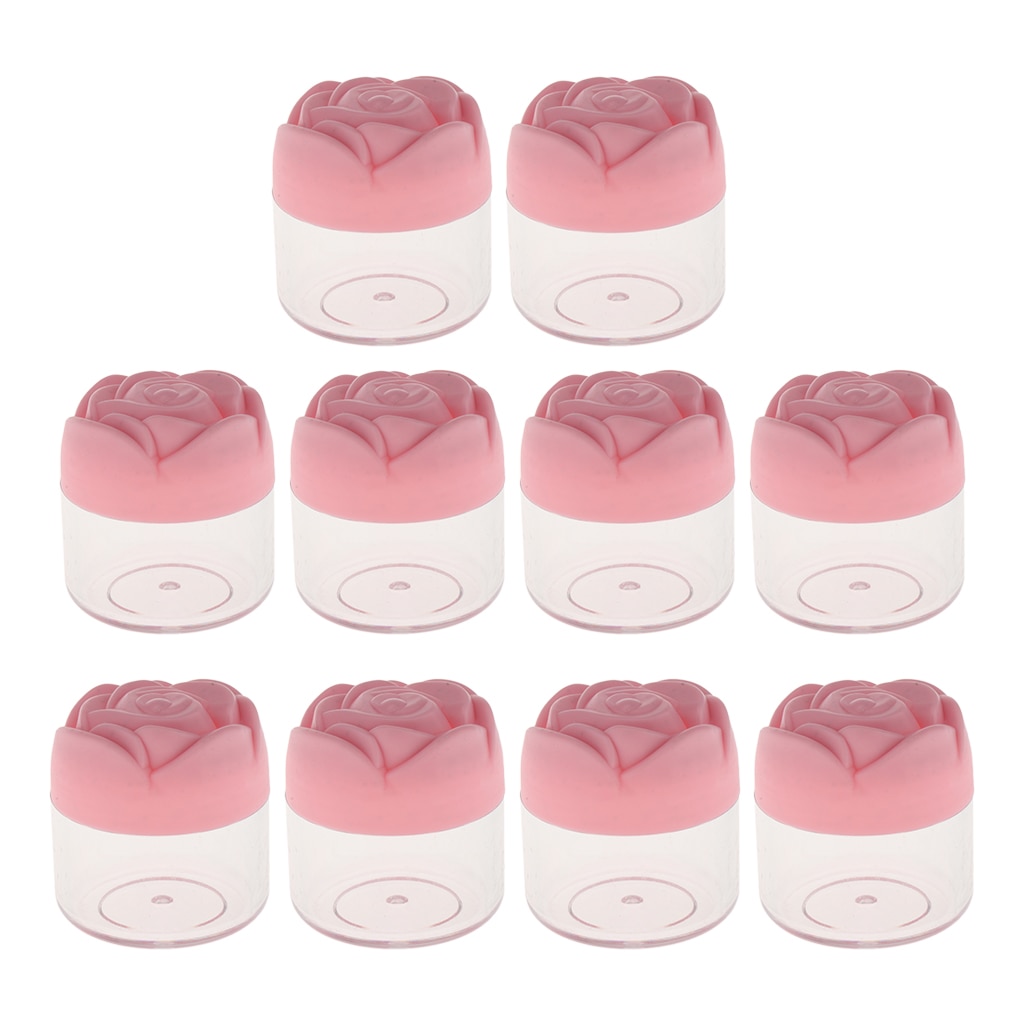 Set Van 10 Stuks Clear Lege Plastic Pot Potten, Cosmetische Containers Met Roze Schroef Deksels, 20 G/stks