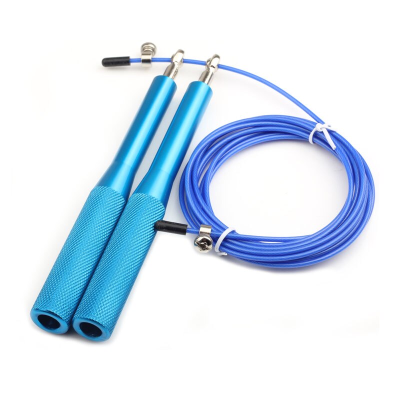 Fitness sjippetov metal aluminium leje sjippetov træningsudstyr gym sport sjippetov dobbelt fancy fitness langt reb: Blå