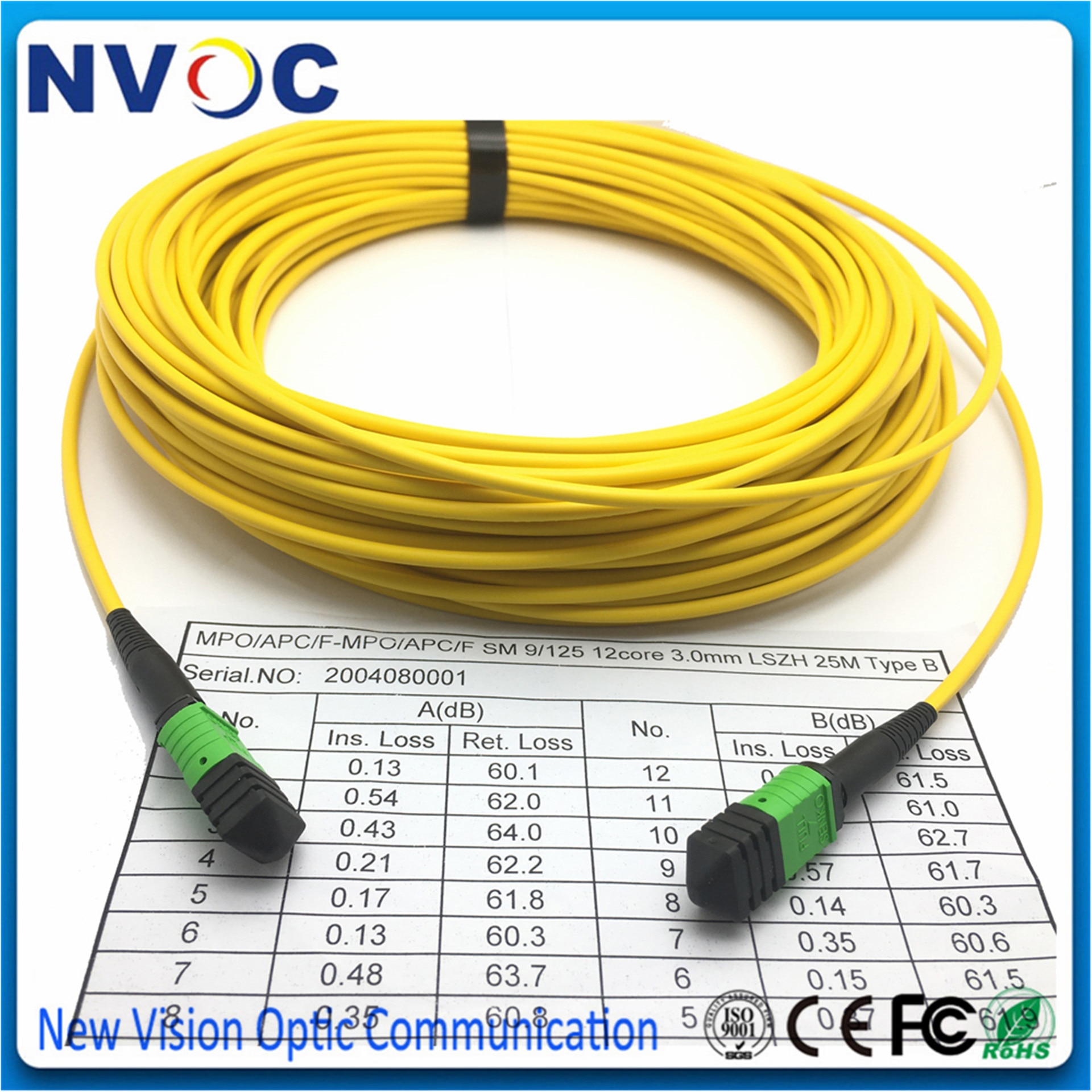 12nucleo,SM OS1 G657A1, di Tipo B, 3.0 millimetri LSZH mini il giro Cavo MPO/APC Femmina a MPO F 1M 5M 10M 15M 20M 25M toppa cordone in Fibra Ottica