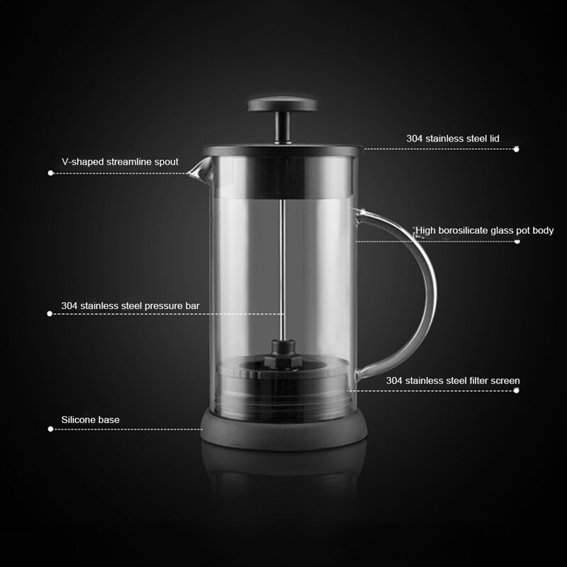 1000Ml Glass French Press Pot Heat-Resistant Coffee Maker Tea Filter Cup Lockable Concentration Method Press Pot