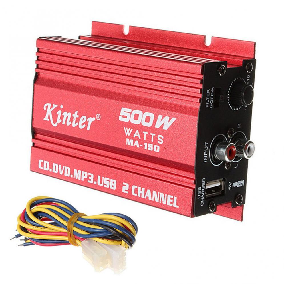 Amplificadores de Audio estéreo Hi-Fi para coche y motocicleta, Mini amplificador de Subwoofer, 2 canales, 500W, MA-150, DC9-14V