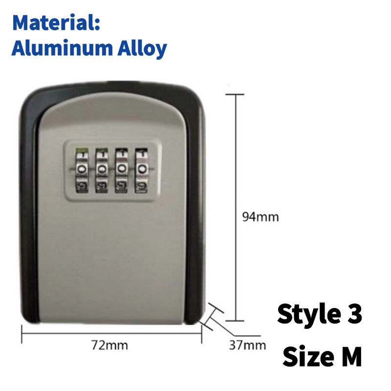 Wall Mounted Metal Alloy Key Lock Box Key Safe Box Weatherproof 4 Digit Combination Key Storage Security Lock Box Indoor Outdoor: Gold