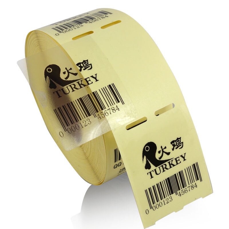 Transparent PET Clear label stickers roll for Zebra barcode printer ( with Resin thermal transfer ribbon ), 1 Roll, 40mm Core