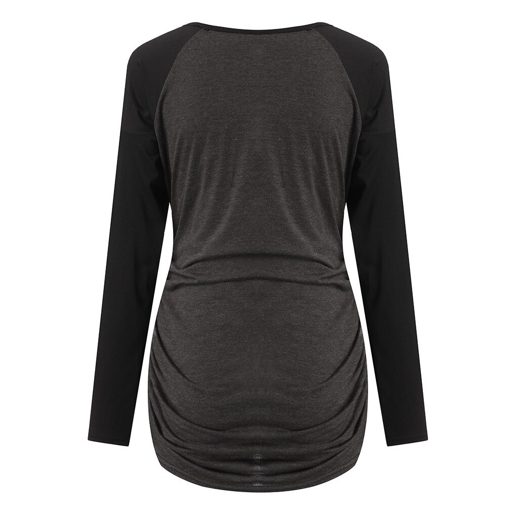 CHAMSGEND Frauen Print Weihnachten Mutterschaft Tops Schmeichelhaft Side Rüschen Schwangerschaft Hemd Casual Bluse April 18