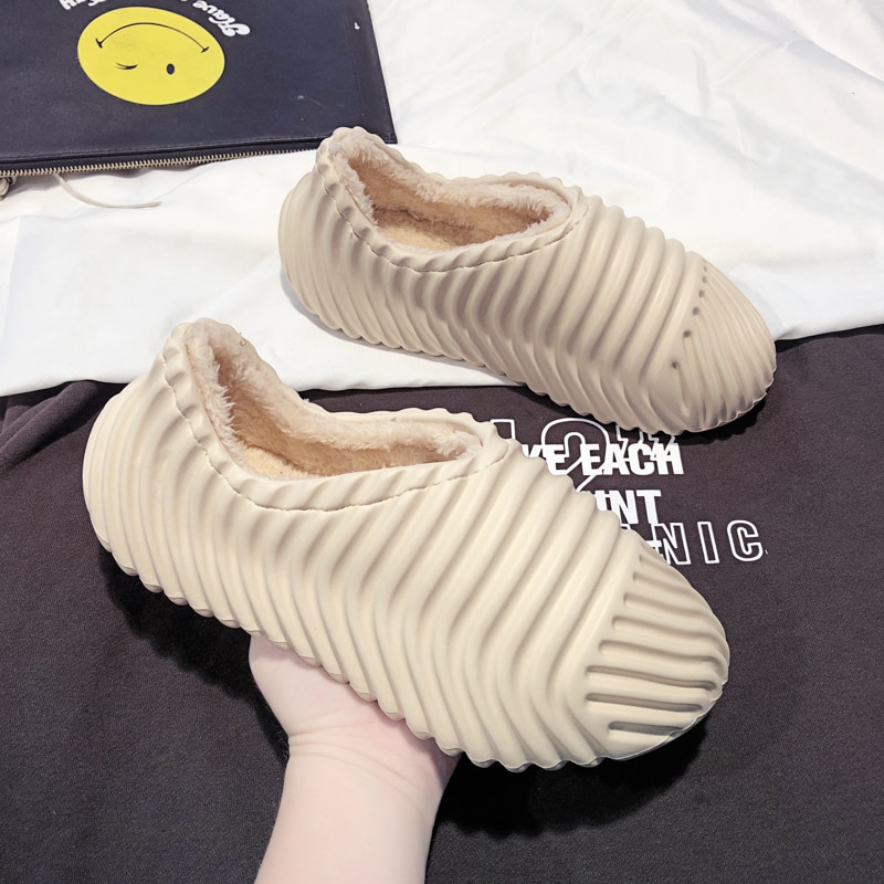 Warm Alien Skeleton Shoes For Men Winter Comfortable Slip-On Slides Slippers Outdoor Walking Fur Sneakers Male Chaussures