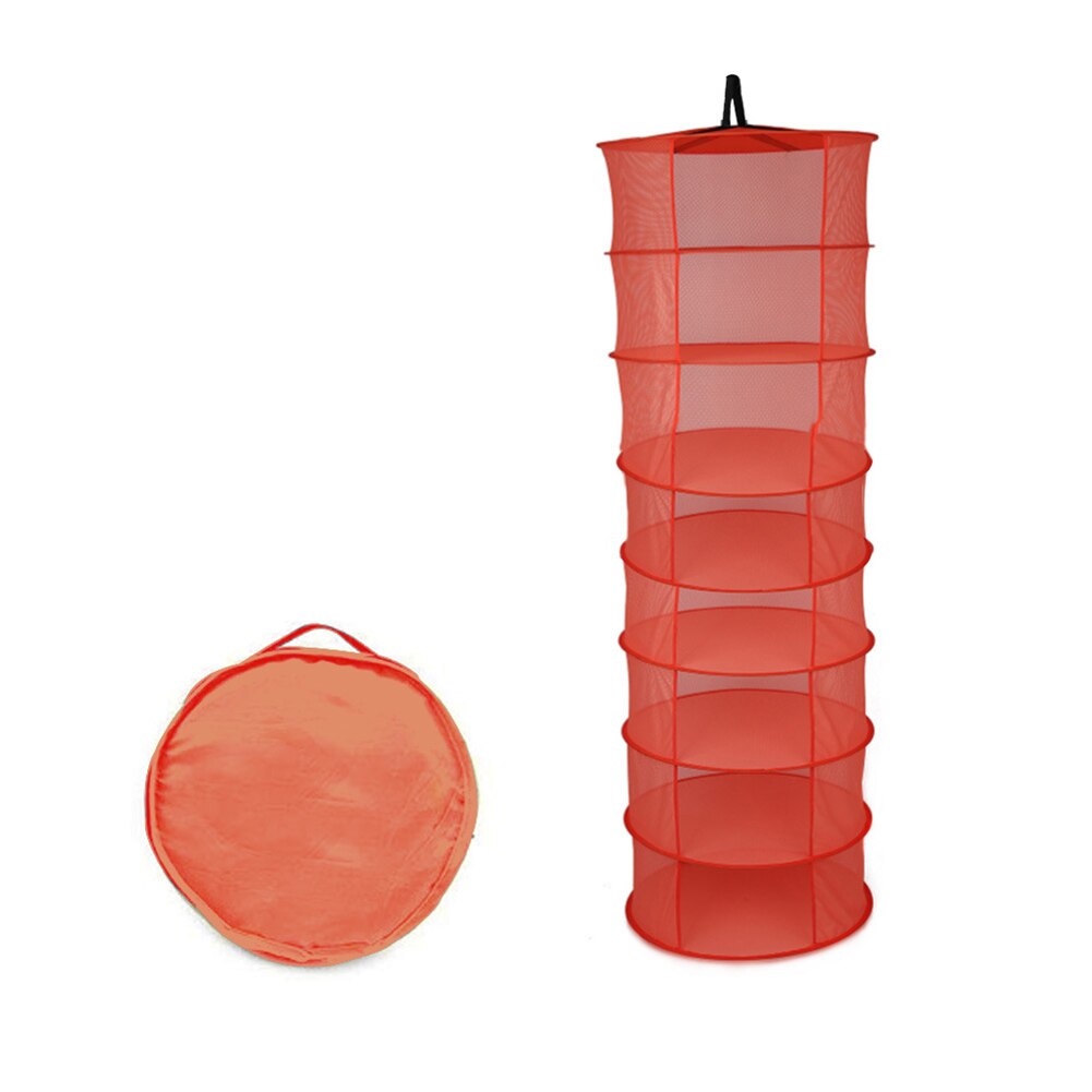 8 lager hängande korg hopfällbar tork nätställ ört torrt nät öppningsform torkpåse mesh 60cm diameter för örter blommor: Brons