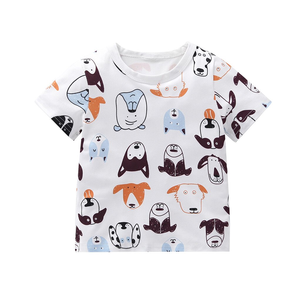 Crianças do bebê da criança dos miúdos do bebê meninos meninas de manga curta animal dos desenhos animados imprimir topos para a menina e o menino imprimir verão casual camiseta: 80