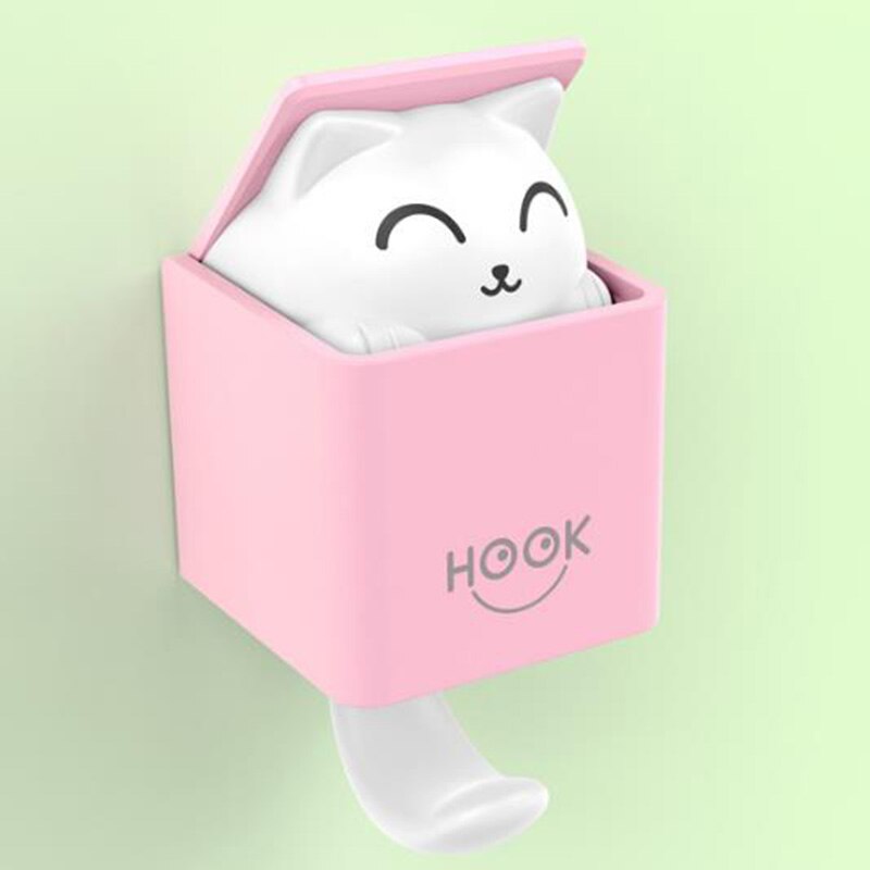 Leuke Kat Sleutelhouder Muur Haak Handtas Jas Rack Plastic Huishoudster Voor Sleutels Hanger Home Decoratieve Muur Haken Kitten