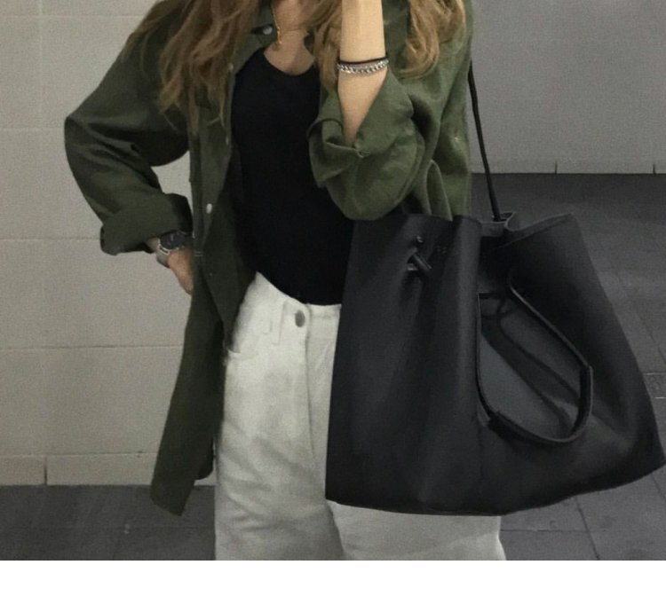 PU Leder Frau Schulter Taschen Handtaschen Frauen Eimer Taschen Umhängetasche Frauen Mujer Bolsas: Black