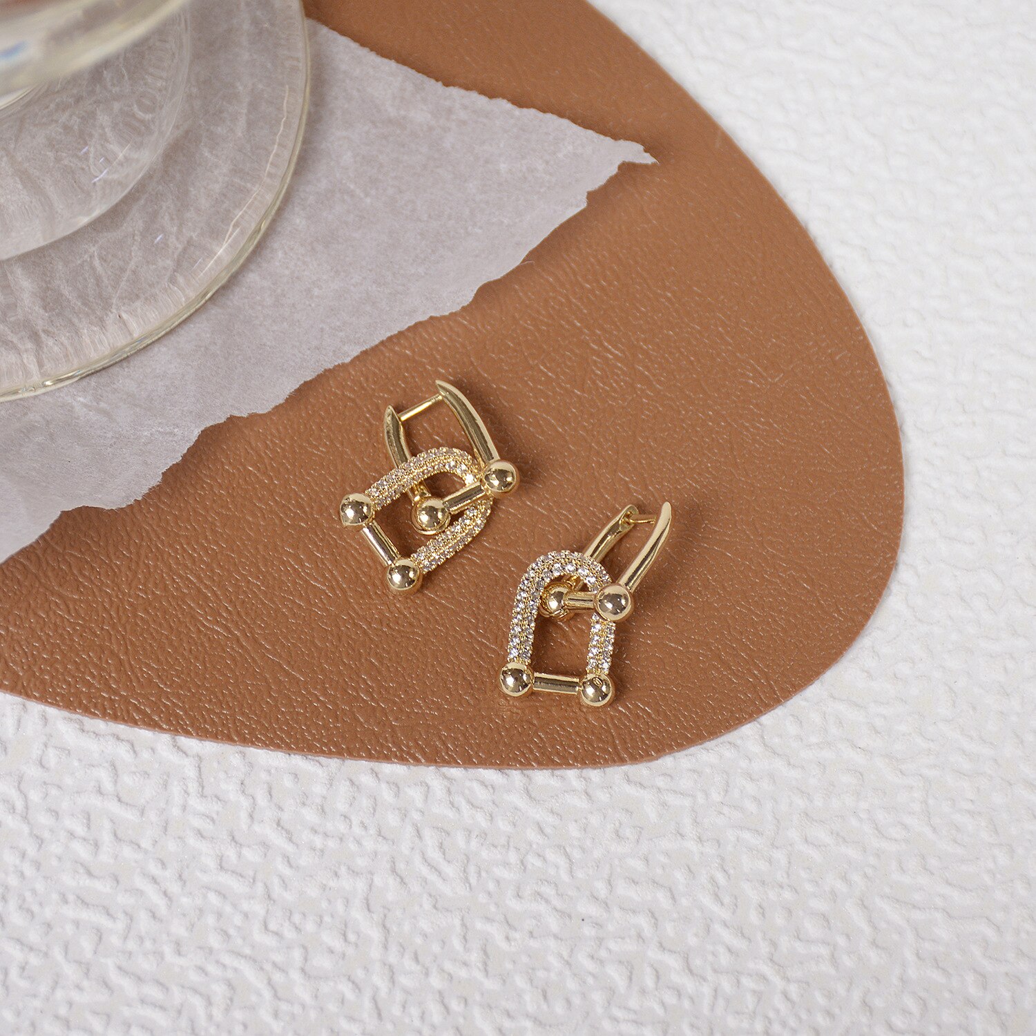 S925 zarte ohrstecker aus sterlingsilber mit zirkonia Ich bin schlichten geometrischen stil für damen; 14k ohrringe aus echtem Gold: Ursprünglich Titel