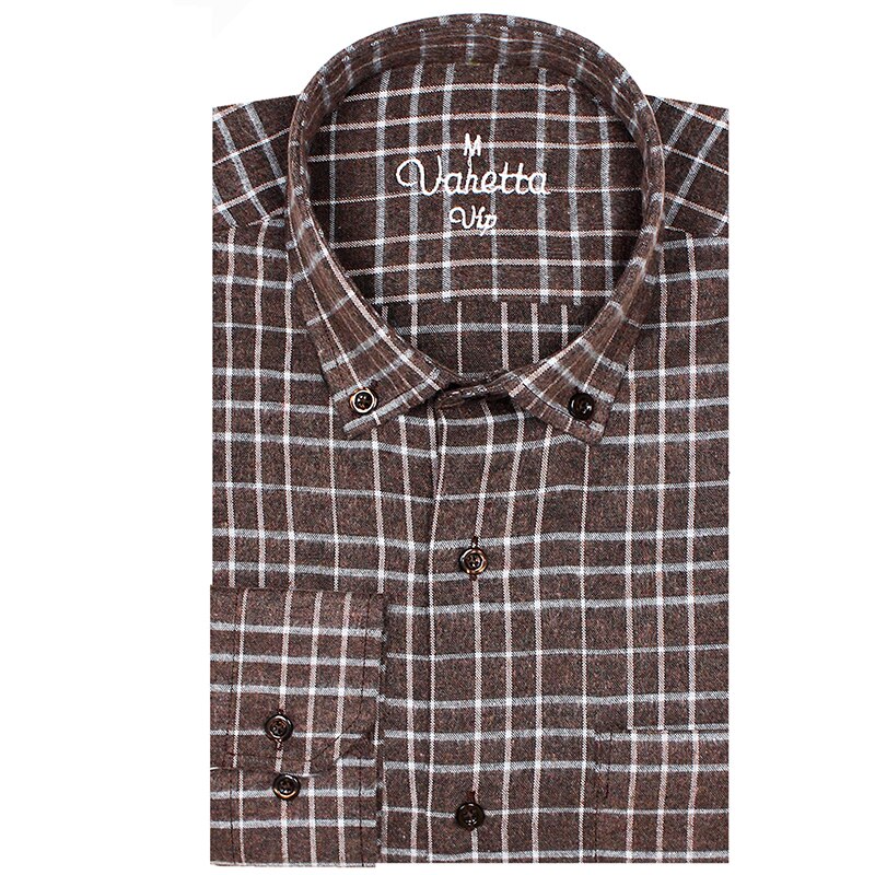 Klassisk ternet ternet bomuldsskjorter til mænd afslappet tyk business skjorte almindelig langærmet knapkrave fra varetta turkey: M