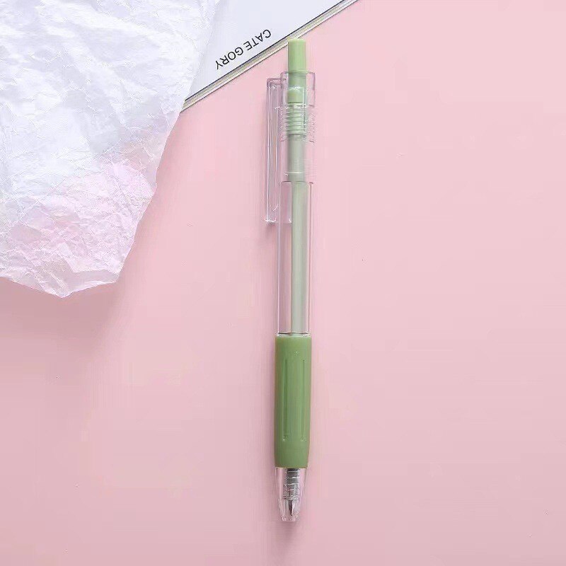 Pressable Pen Cutter Portable Utility Knife Express Box Opener Kawaii Stationery DIY Craft Handmade Tool School Office Supplies: green