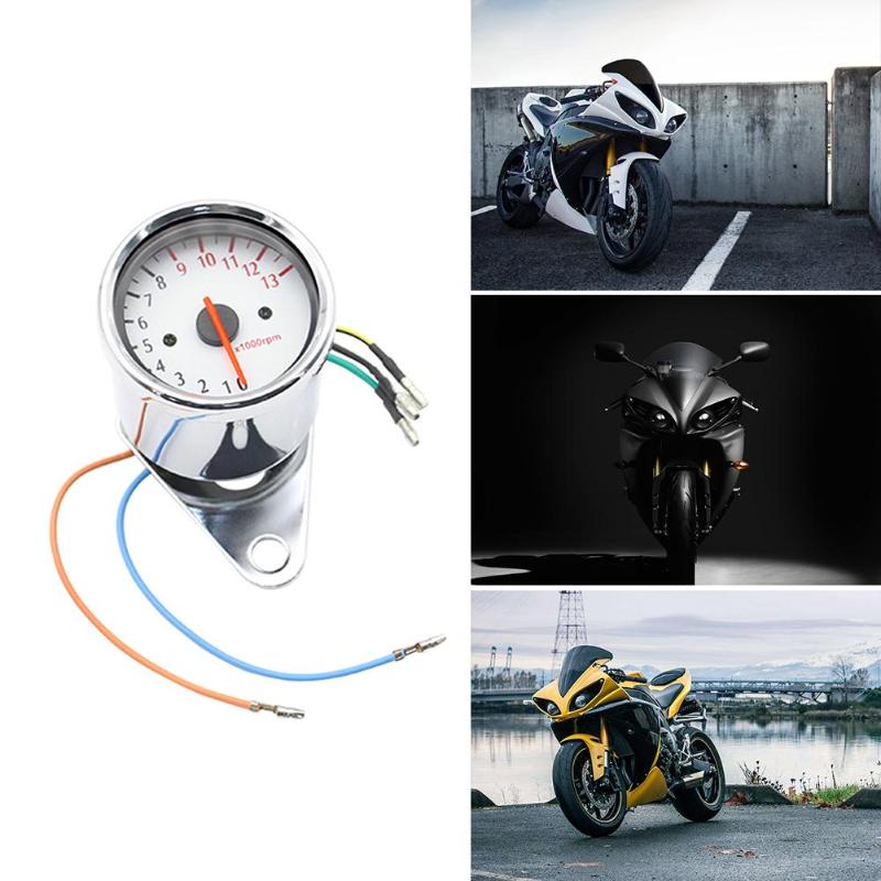 Motorcycle Tachometer Delicate Texture 12V 0-13000 Tachometer Retro Tach RPM Gauge Rev Counter Universal for Motorcycle